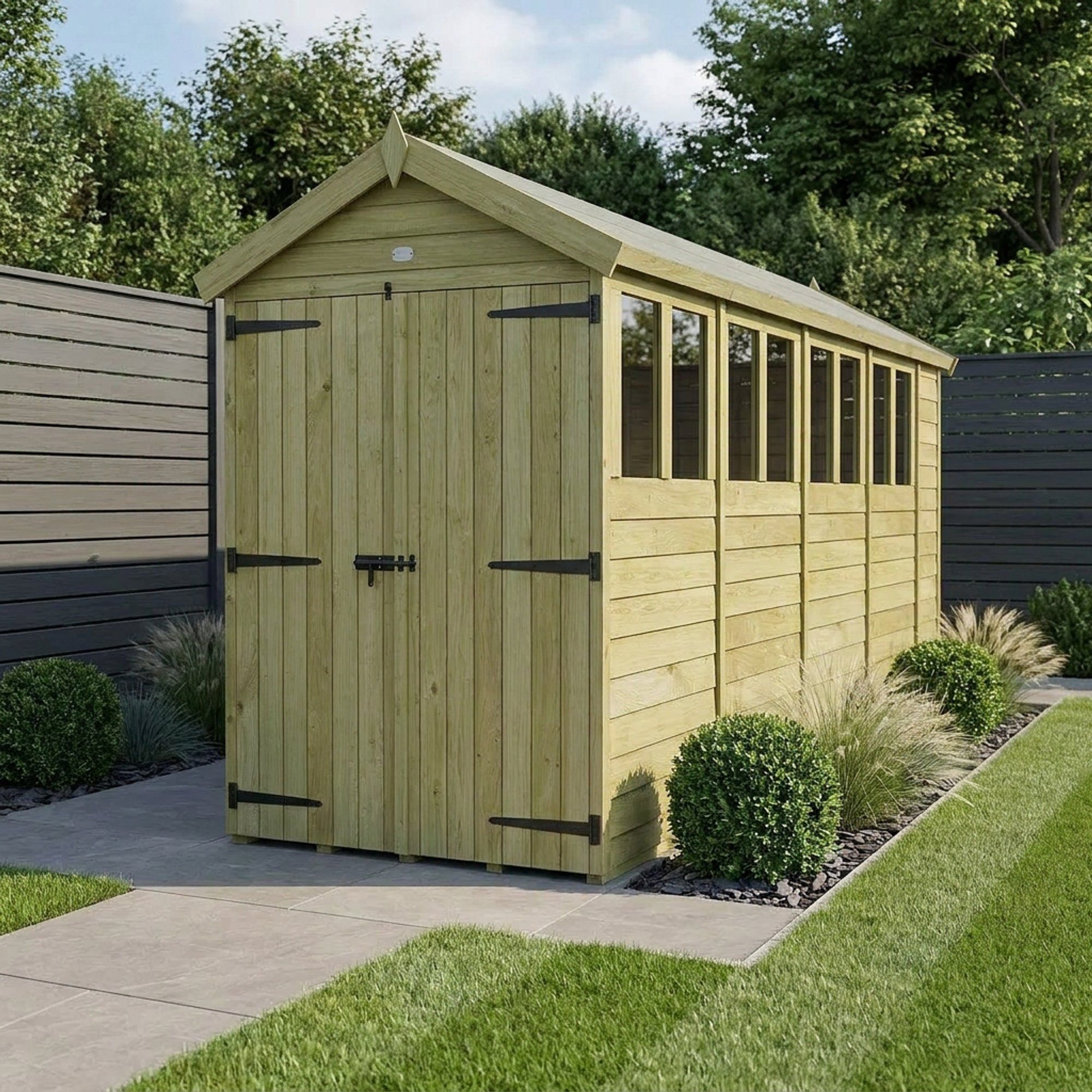 4 x 18 Apex Shed (Double Door, With Windows)