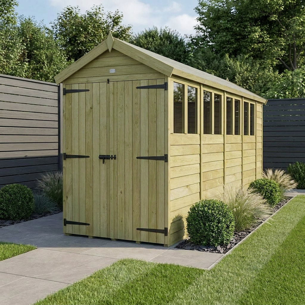 4 x 18 Apex Shed (Double Door, With Windows)
