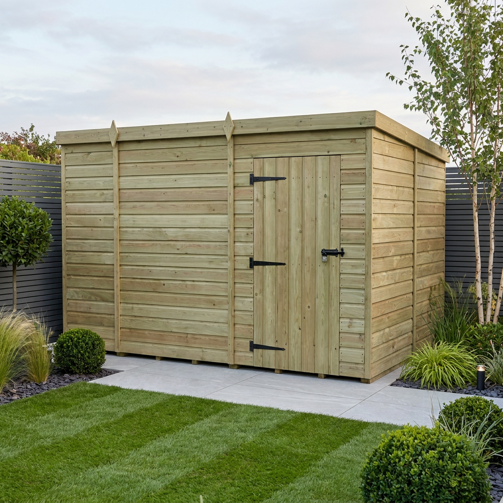 9 x 8 Pent Shed (Single Door, No Windows)