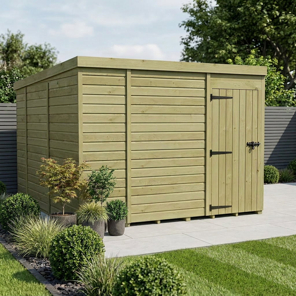 9 x 10 Pent Shed (Single Door, No Windows)