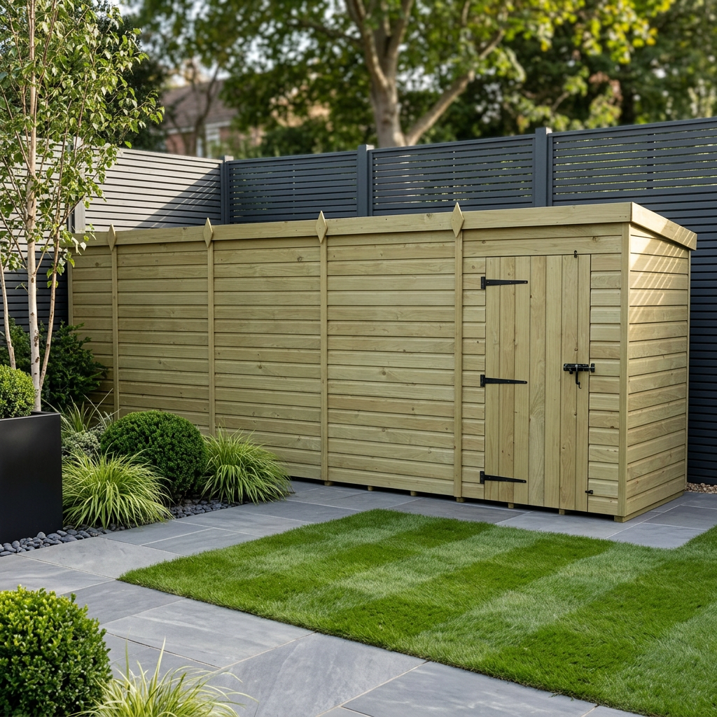 20 x 4 Pent Shed (Single Door, No Windows)