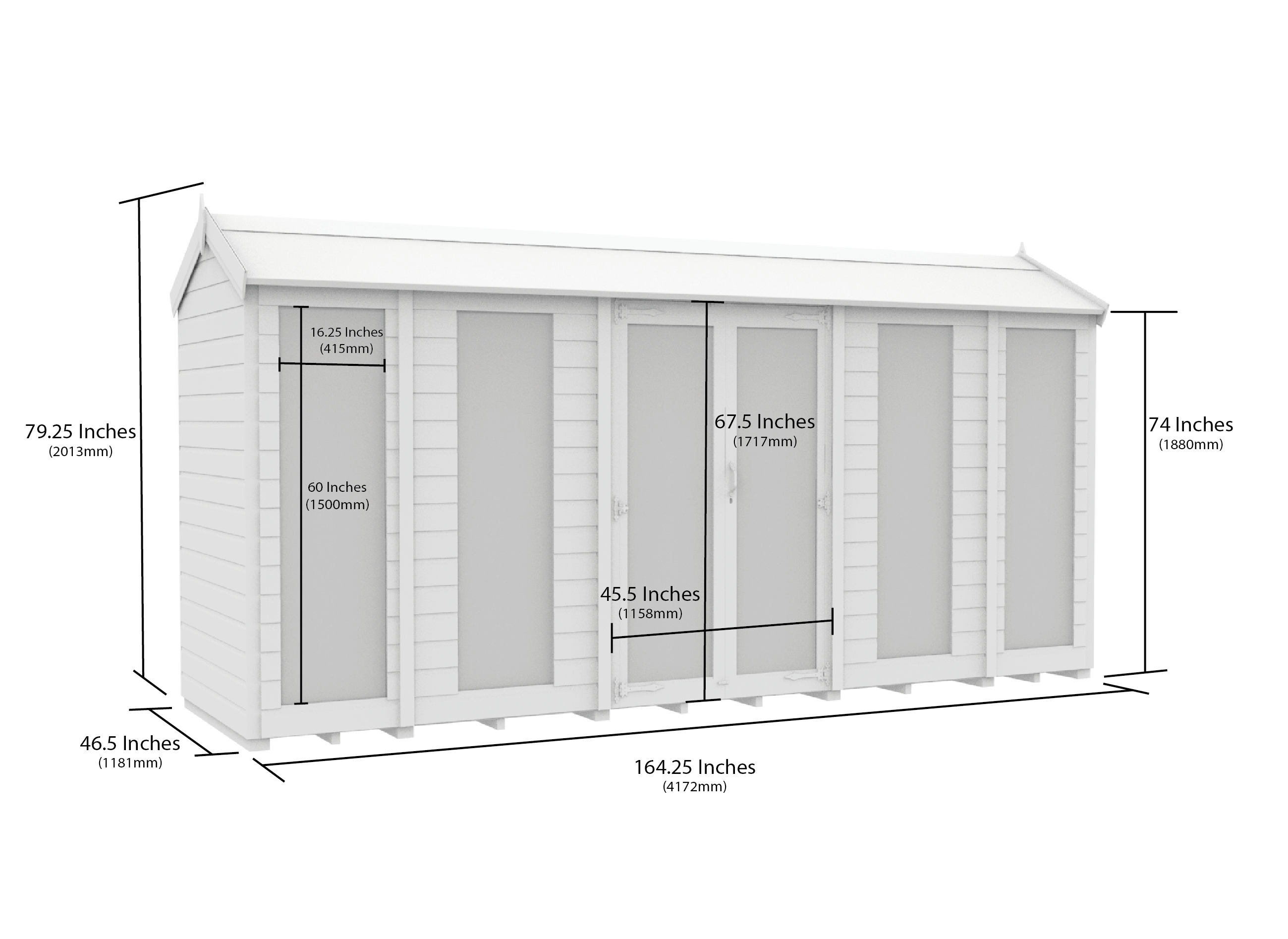 14 x 4 Apex Summer House (Full Height Window)