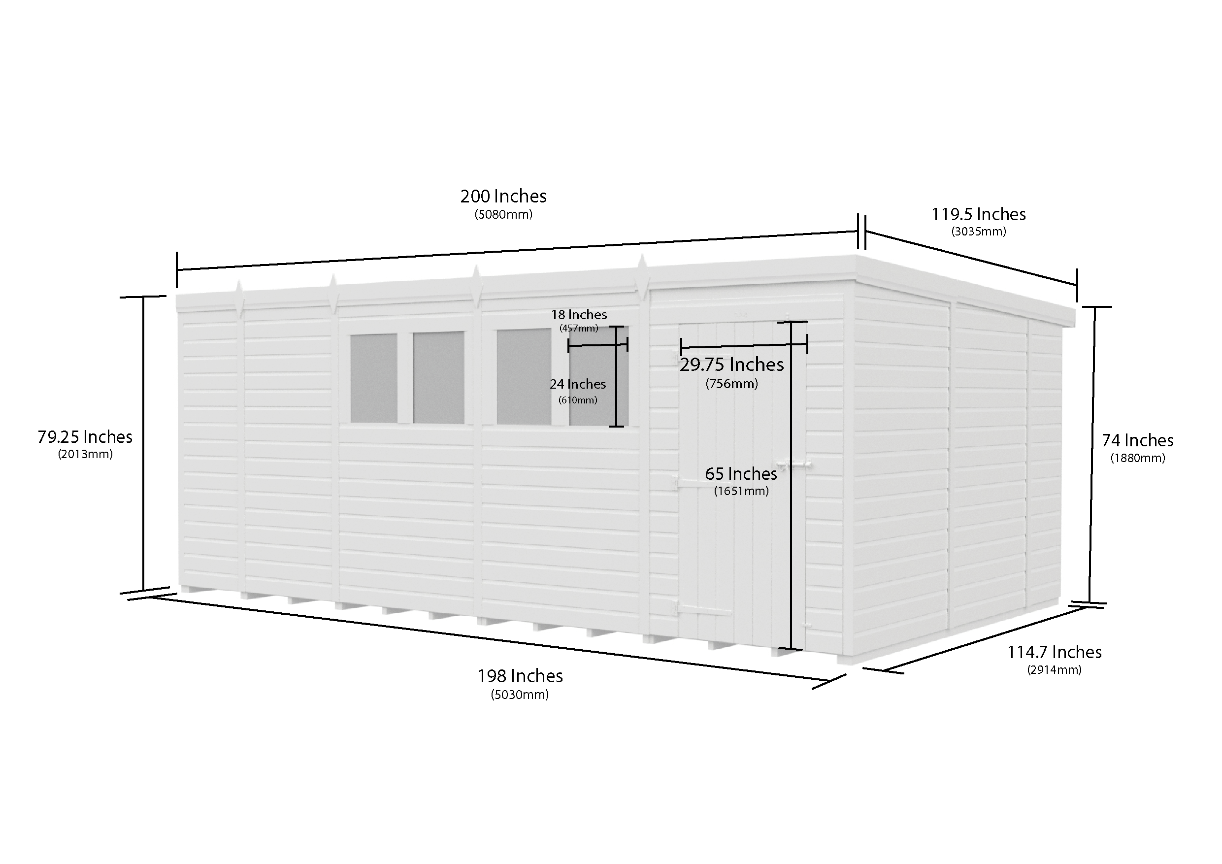 17x10 Pent Composite Shed (Single Door, With Windows)