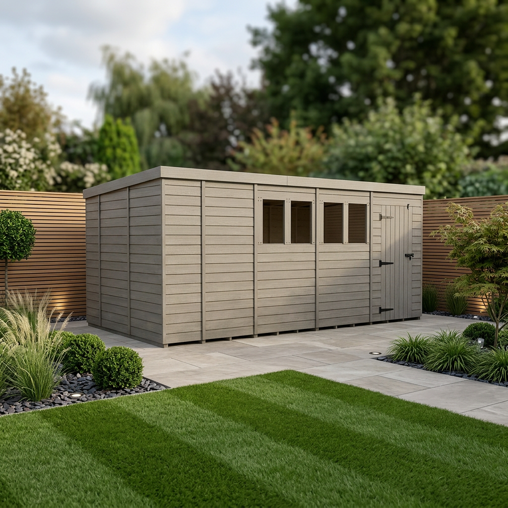 17x10 Pent Composite Shed (Single Door, With Windows)