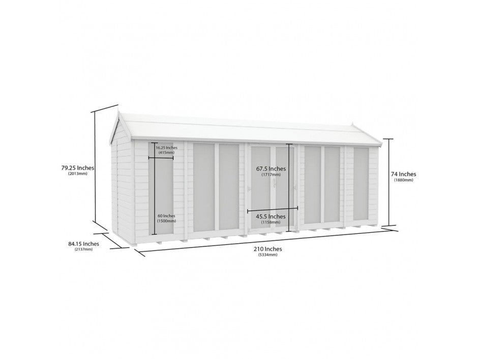 18 x 7 Apex Summer House (Full Height Window)