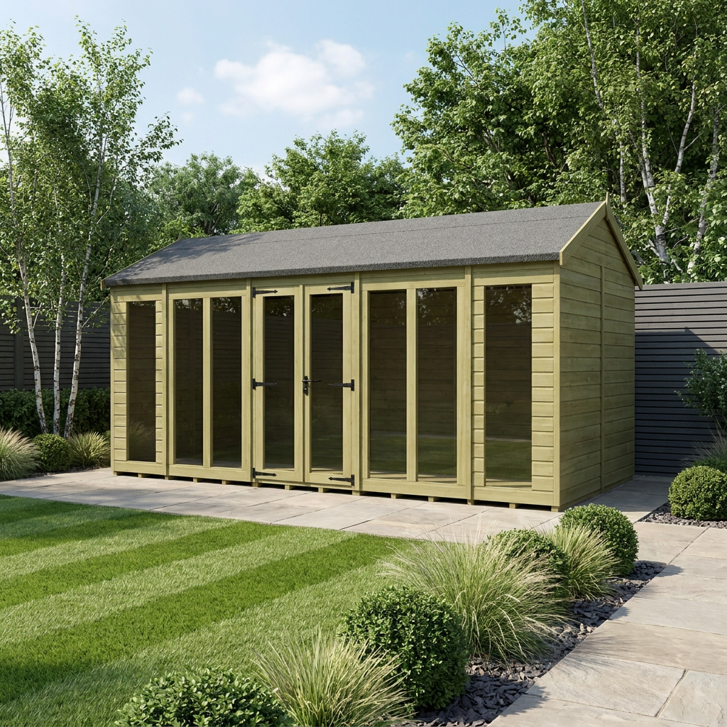 18 x 7 Apex Summer House (Full Height Window)