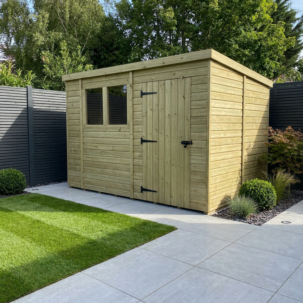 13 x 9 Pent Shed (Single Door, With Windows)