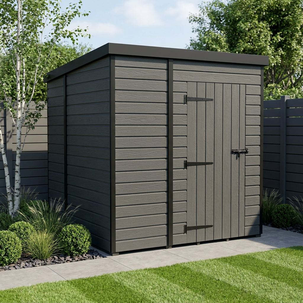 6x7 Pent Composite Shed (Single Door, No Windows)