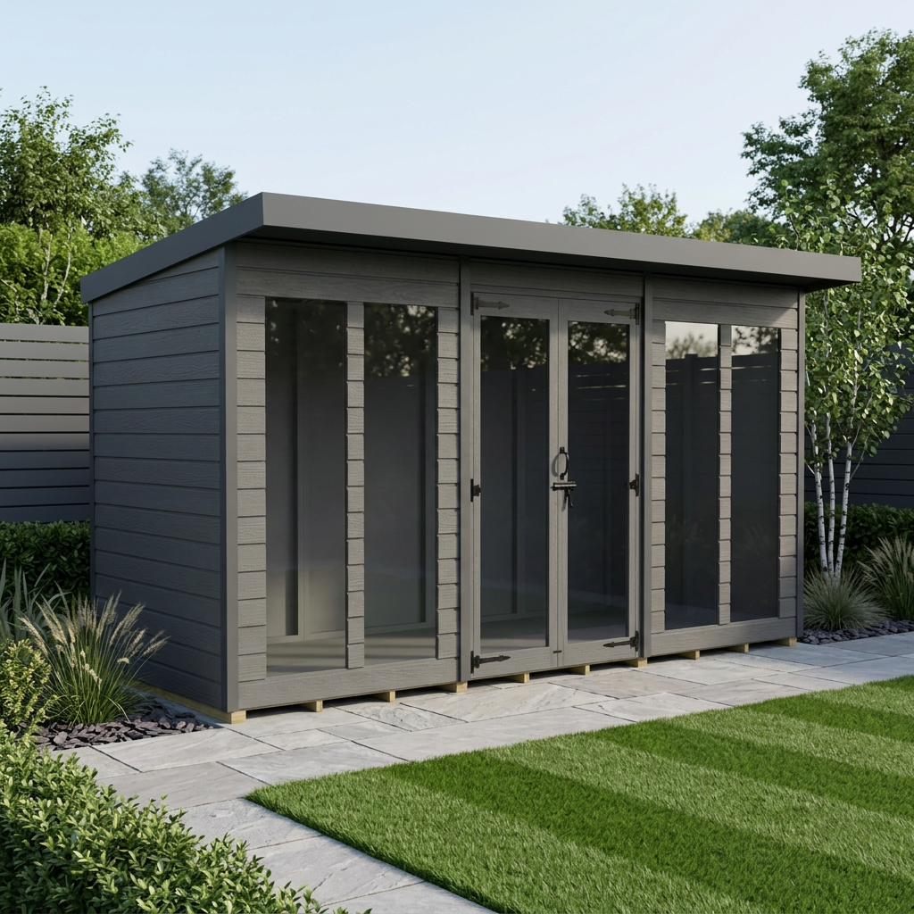 12x4 Composite Pent Full Height Summer House