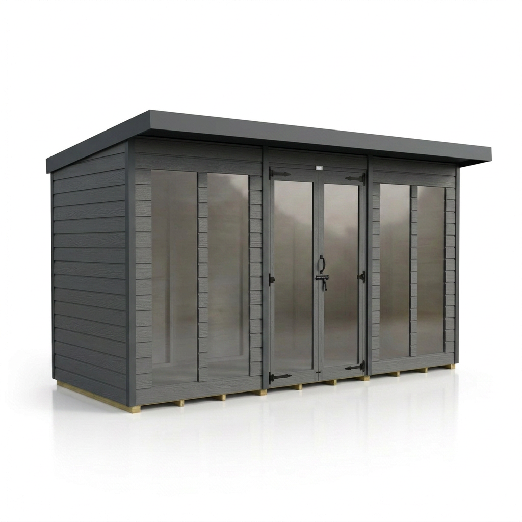 12x4 Composite Pent Full Height Summer House