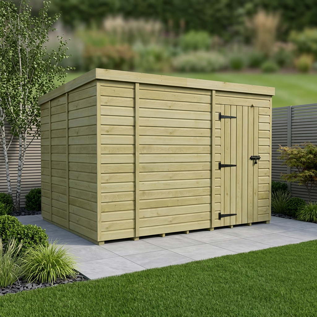 13 x 9 Pent Shed (Single Door, No Windows)