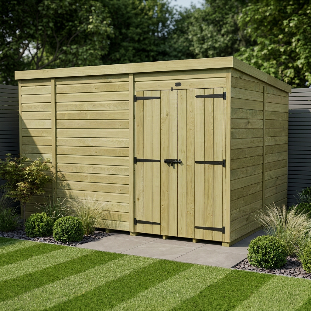 9 x 7 Pent Shed (Double Door, No Windows)