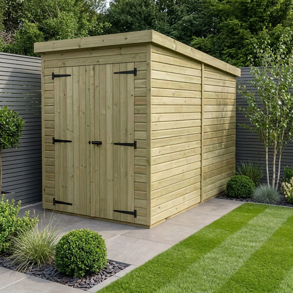 4 x 8 Pent Shed (Double Door, No Windows)