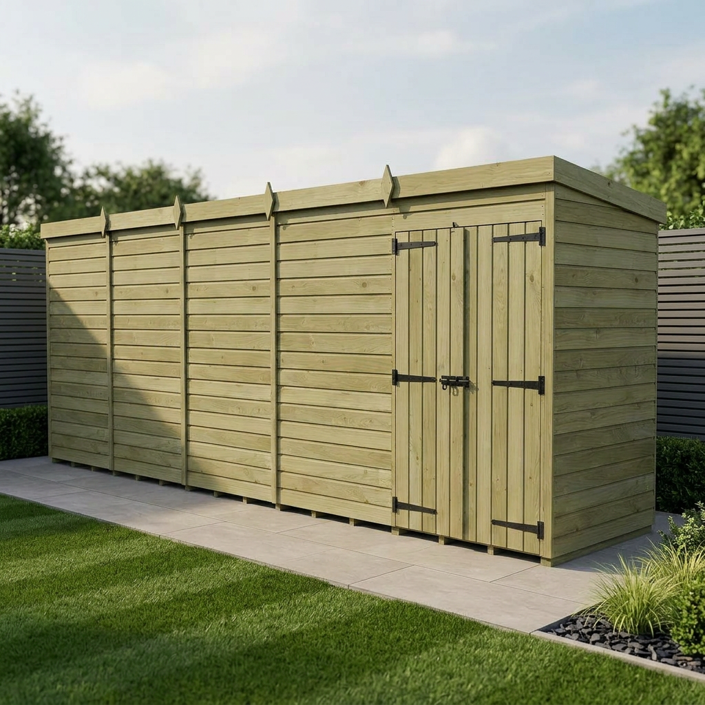 20 x 4 Pent Shed (Double Door, No Windows)