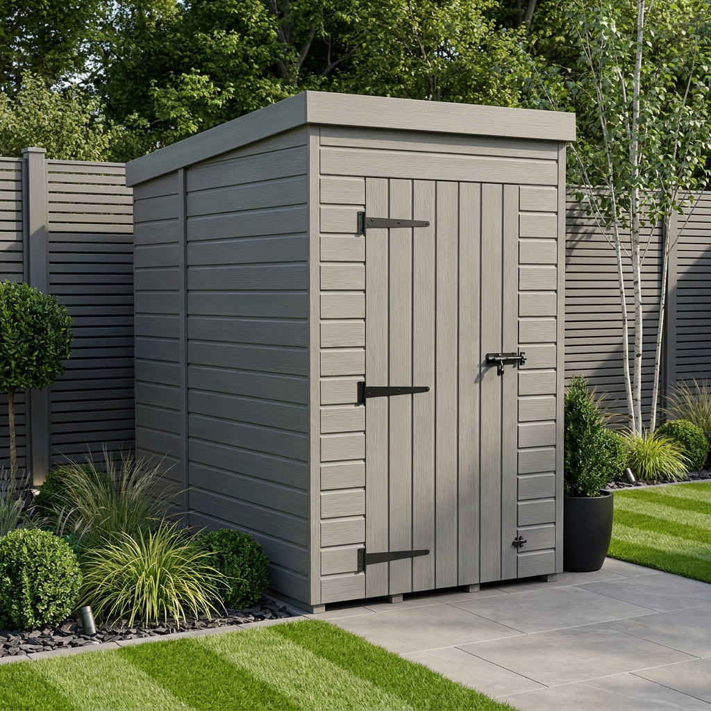 4x7 Pent Composite Shed (Single Door, No Windows)