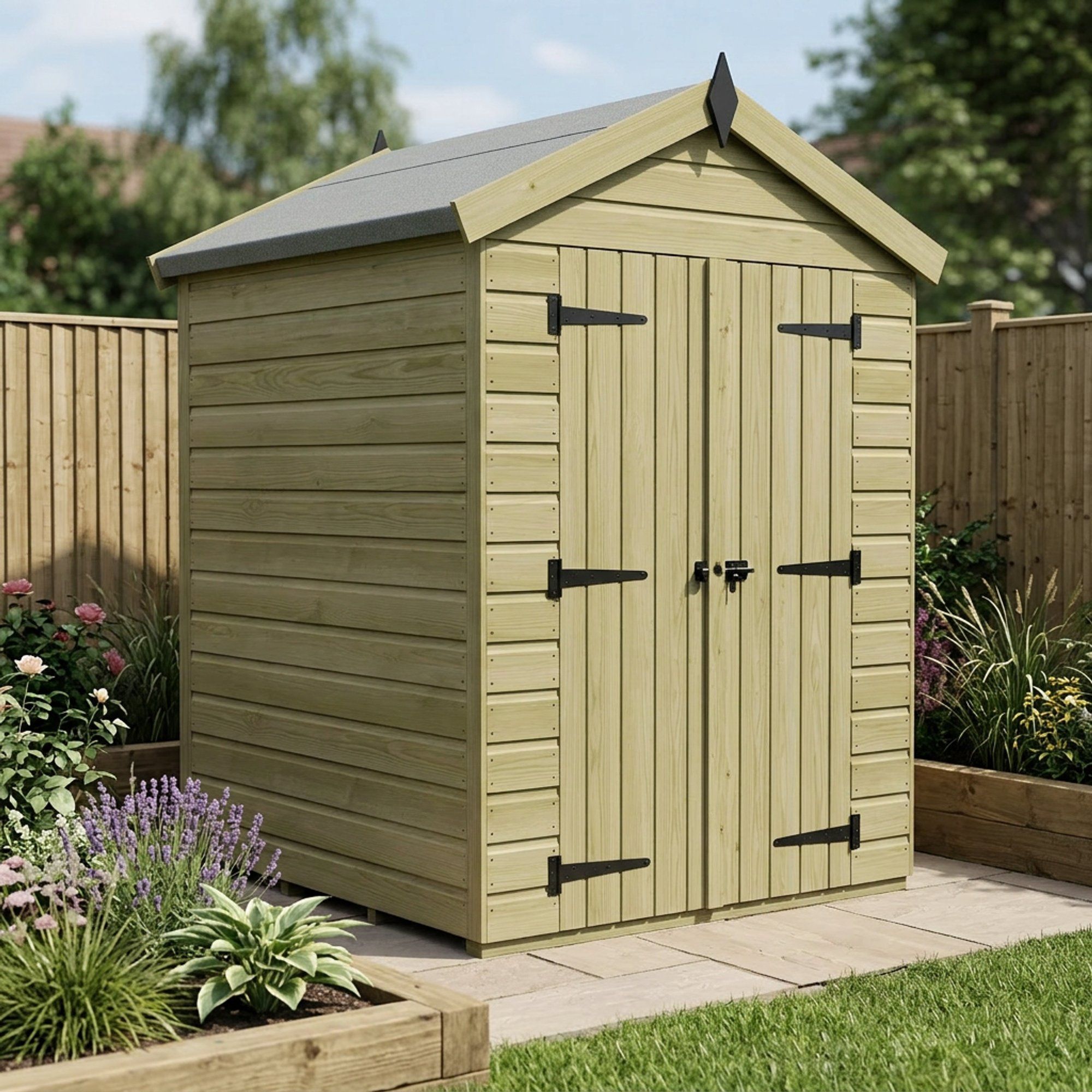 4 x 4 Apex Shed (Double Door, No Windows)
