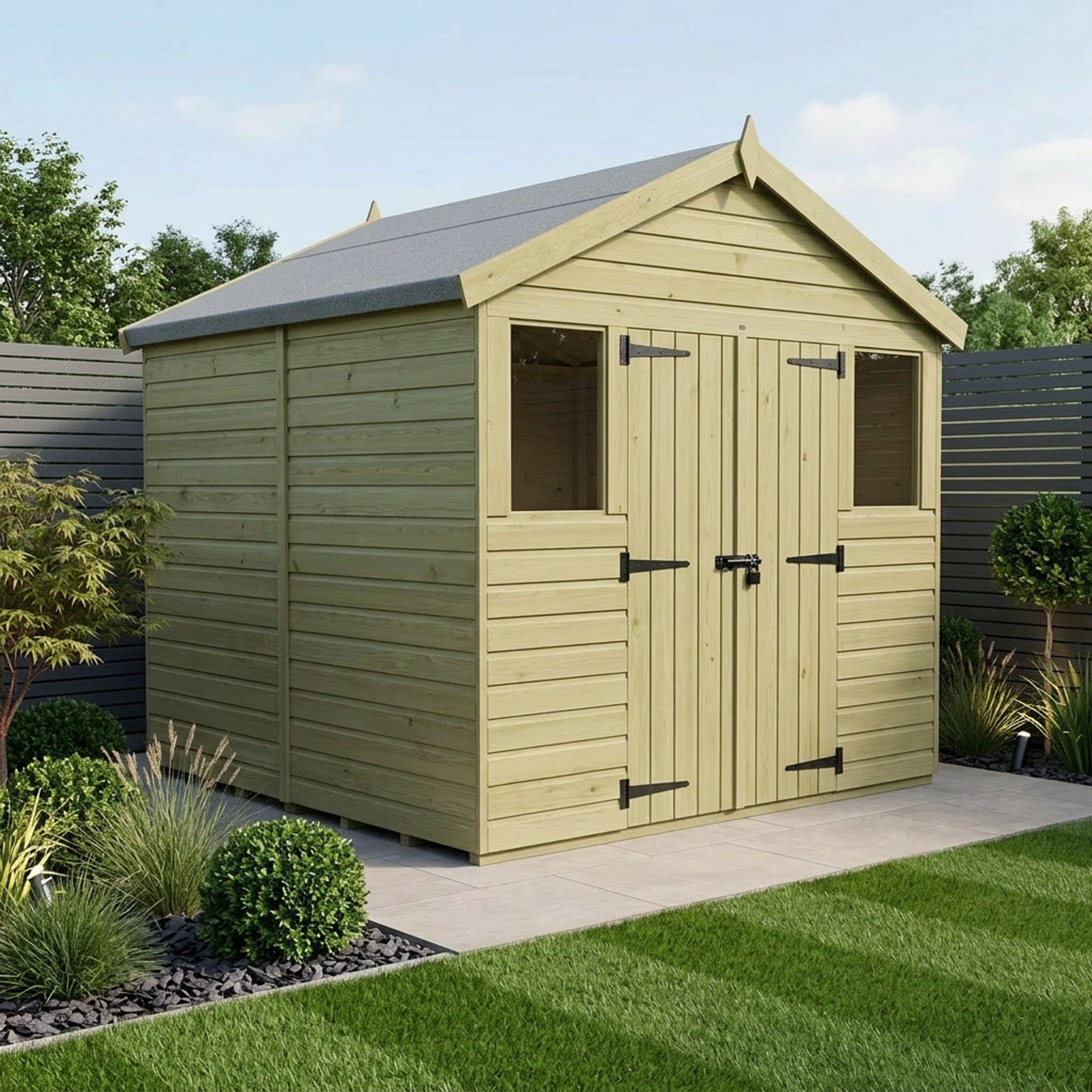 8 x 8 Apex Shed (Double Door, With Windows)