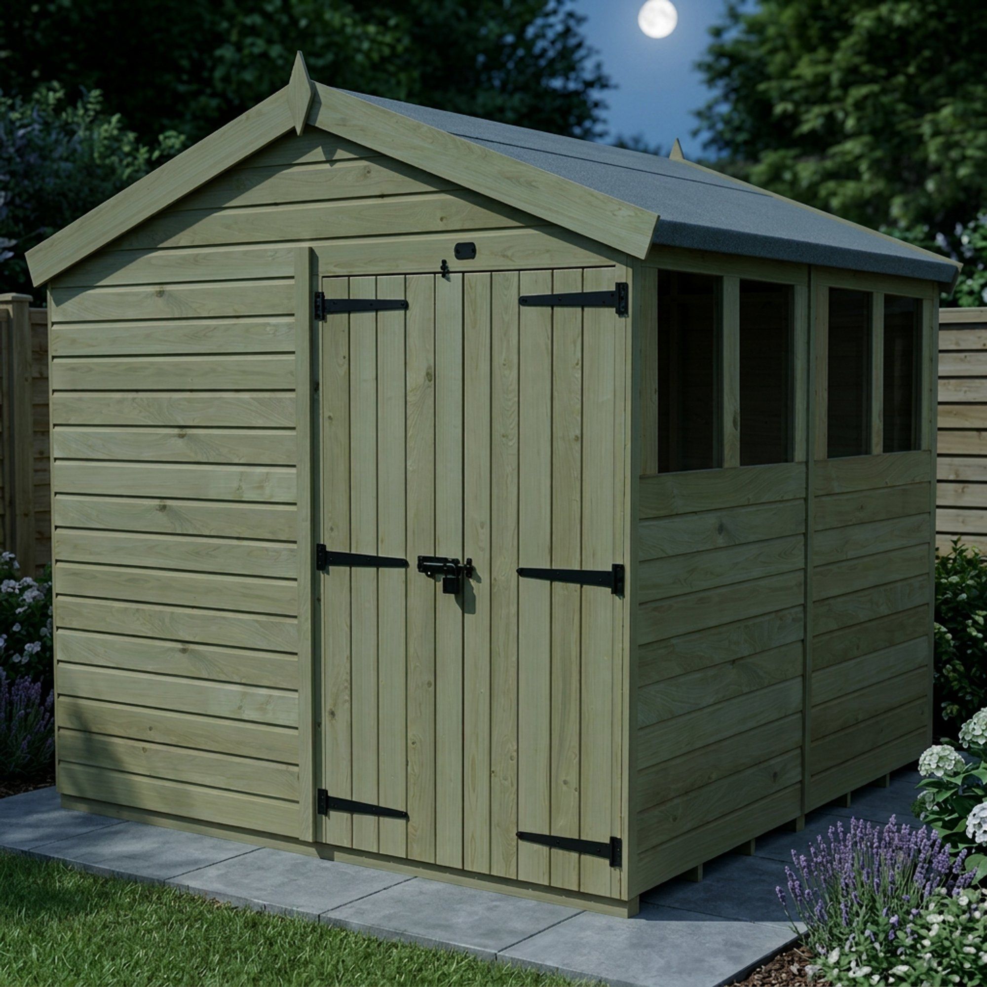 8 x 8 Apex Shed (Double Door, With Windows)