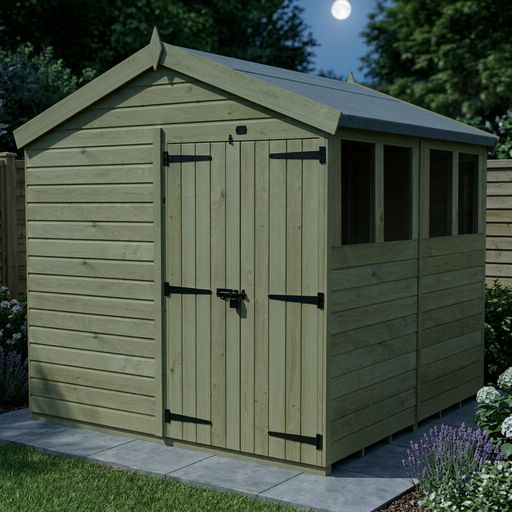 8 x 8 Apex Shed (Double Door, With Windows)