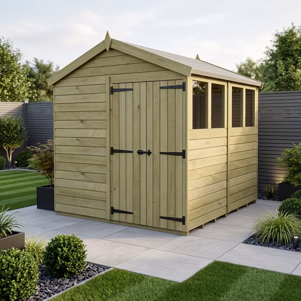 8 x 8 Apex Shed (Double Door, With Windows)
