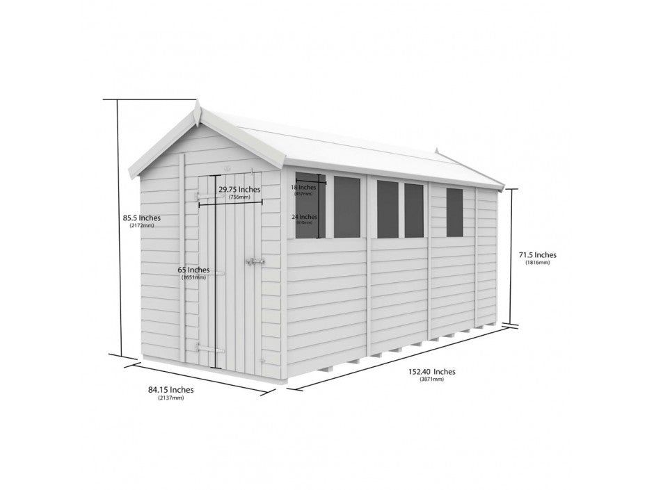 7 x 13 Apex Shed (Double Door, With Windows)