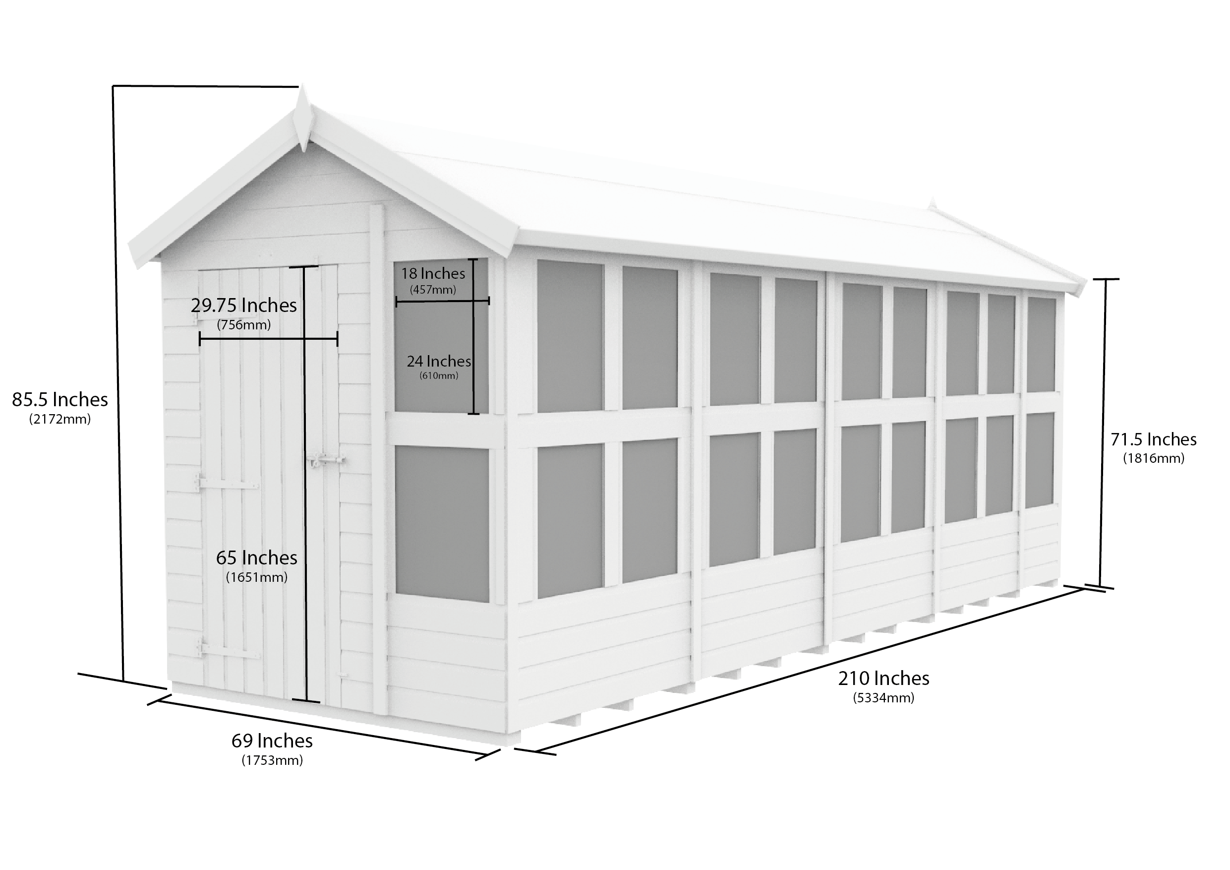 6 x 18 Apex Potting Shed
