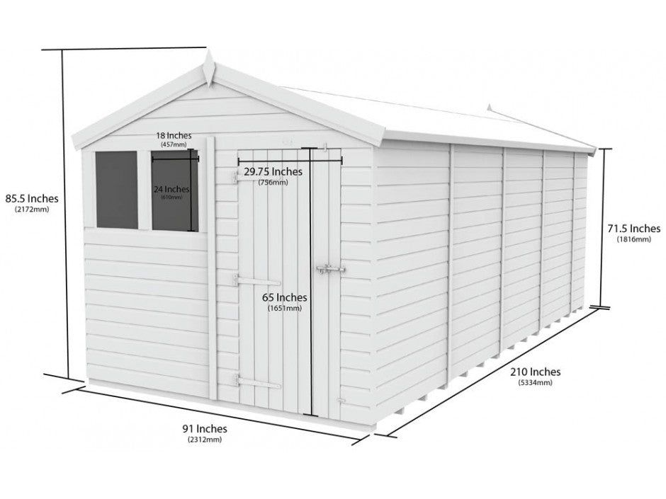 8 x 18 Apex Shed (Double Door, With Windows)