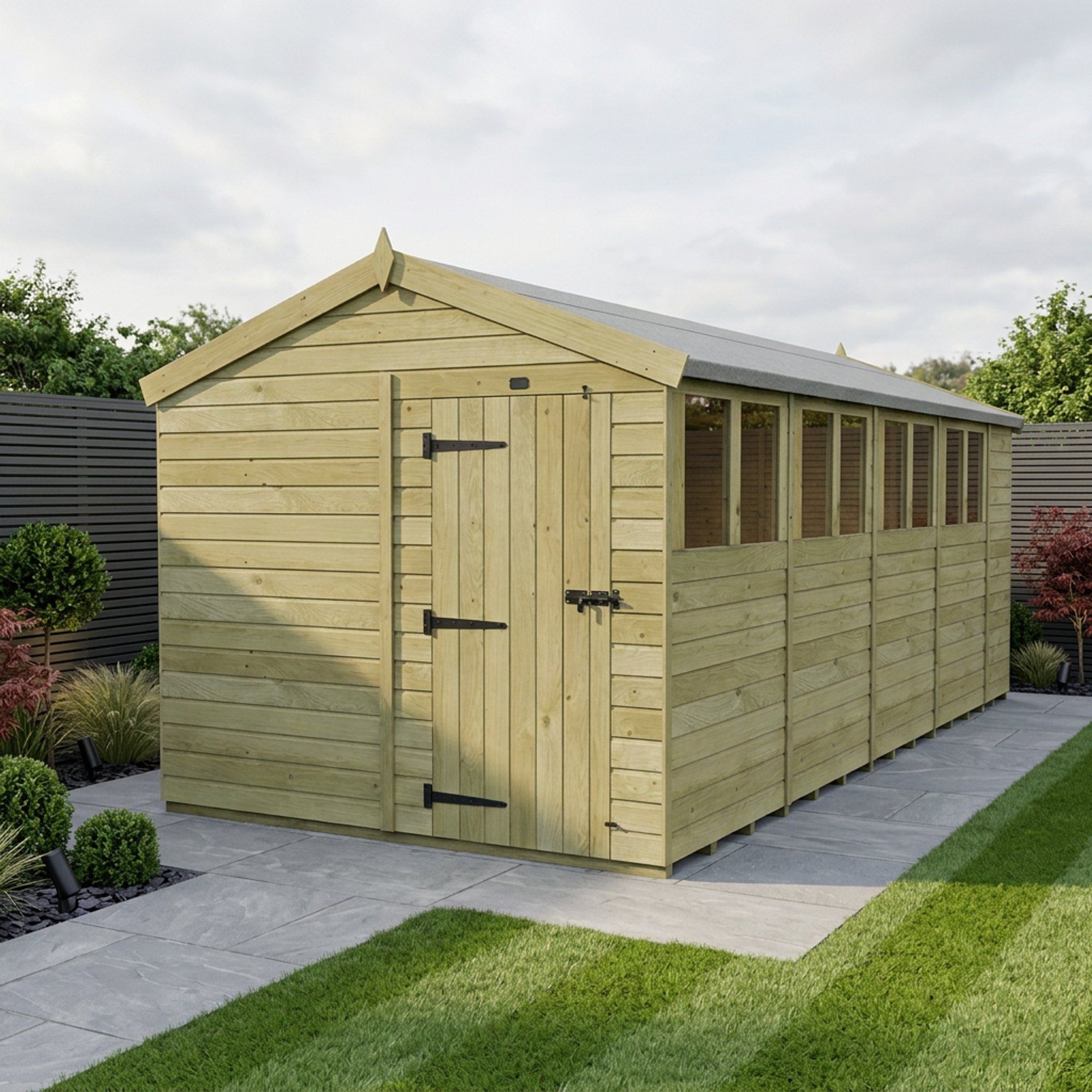 8 x 18 Apex Shed (Single Door, With Windows)