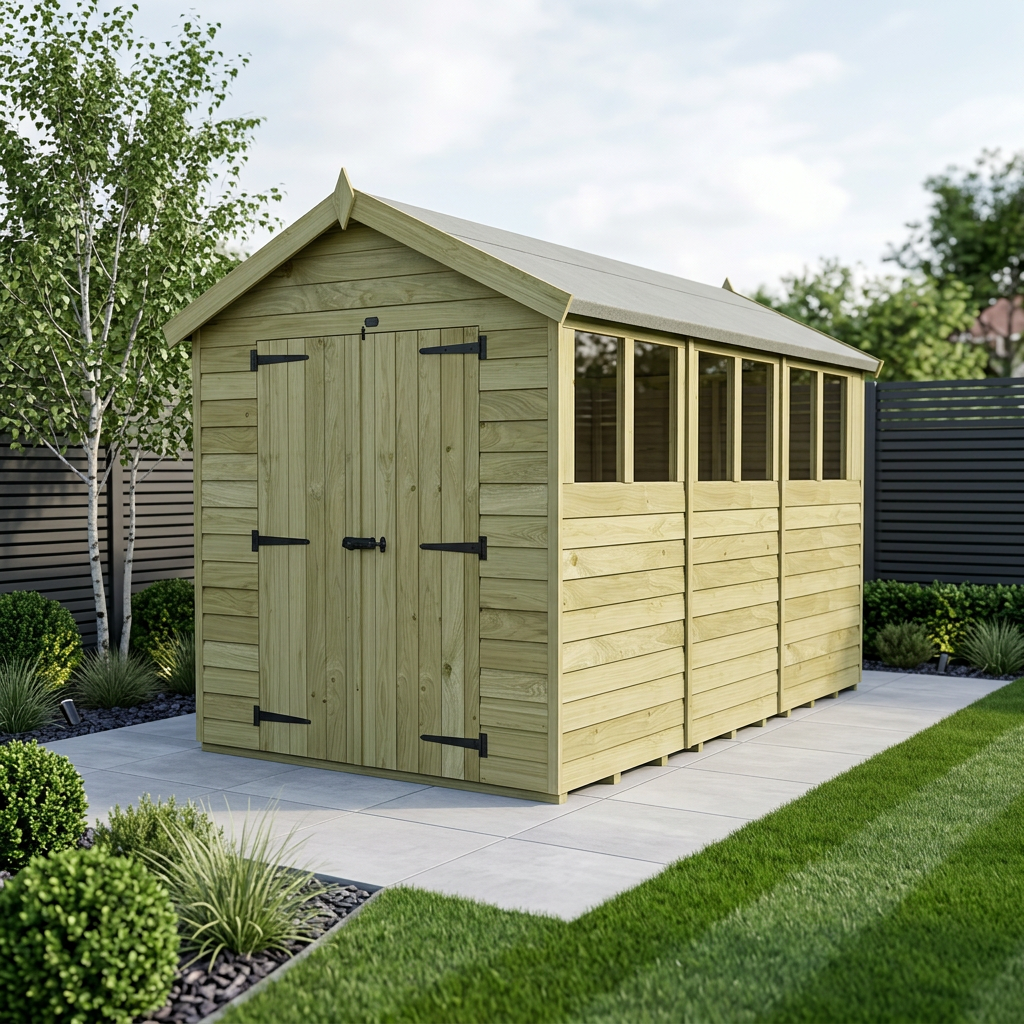 6 x 15 Apex Shed (Double Door, With Windows)