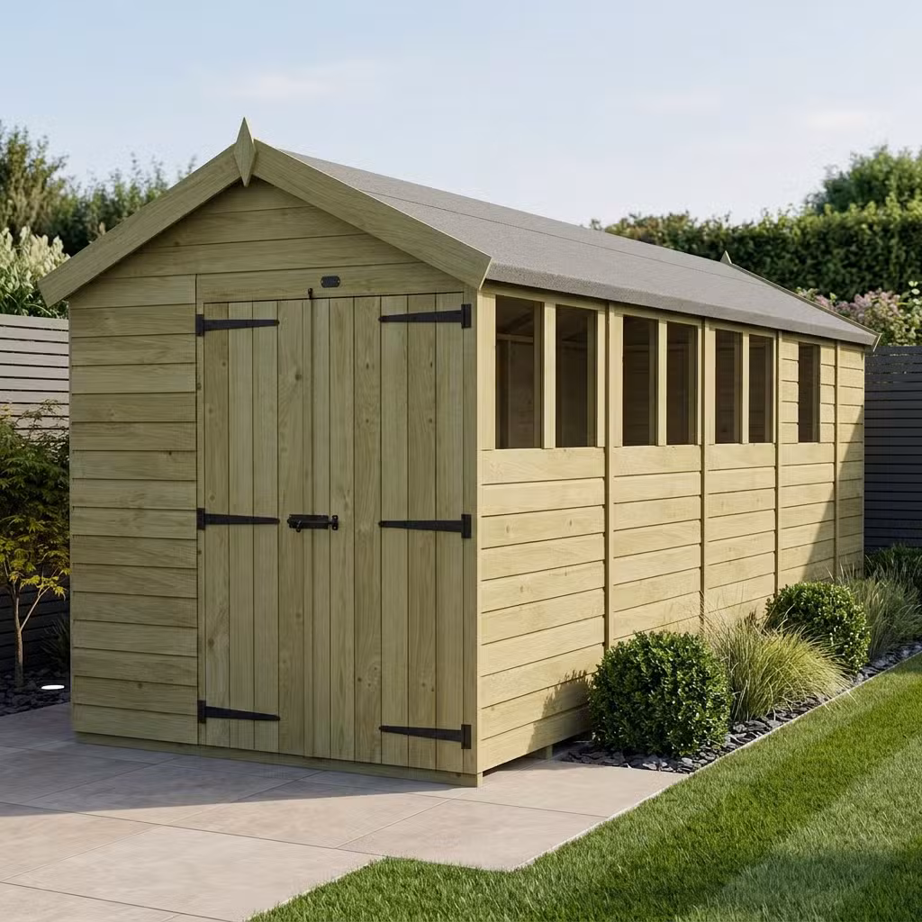 7 x 17 Apex Shed (Double Door, With Windows)