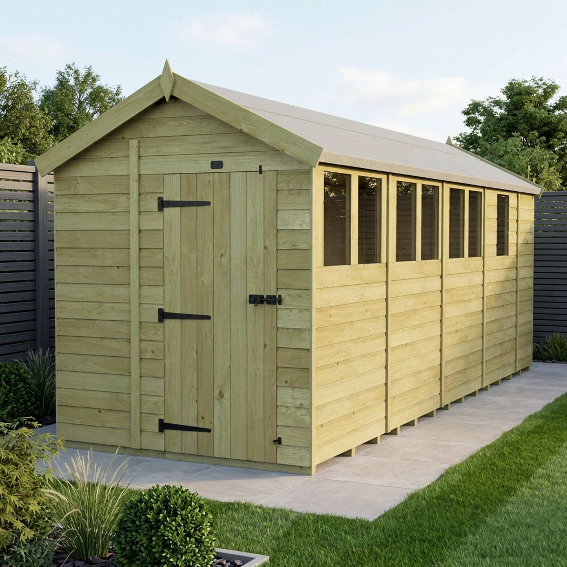 6 x 17 Apex Shed (Single Door, With Windows)
