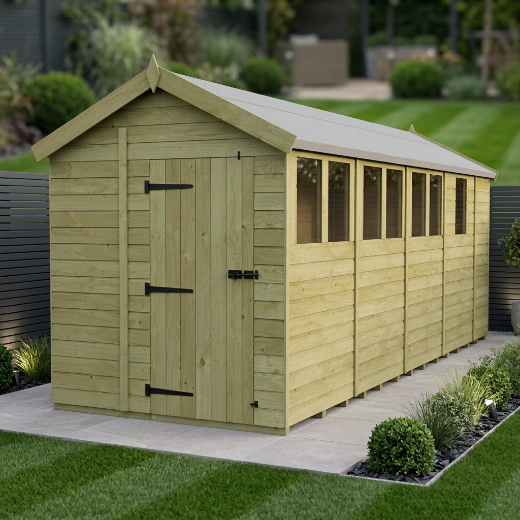6 x 17 Apex Shed (Single Door, With Windows)