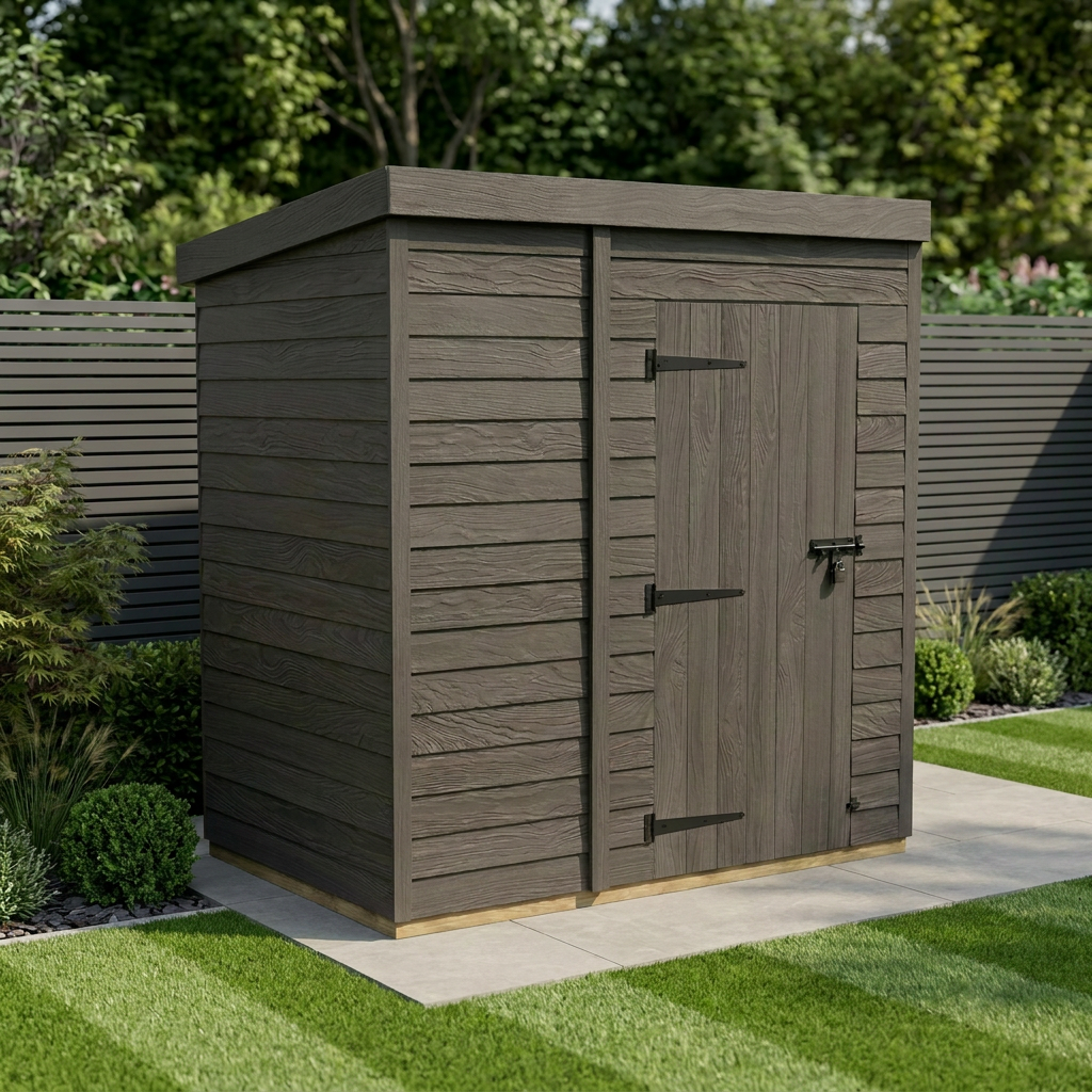 6x4 Pent Composite Shed (Single Door, No Windows)
