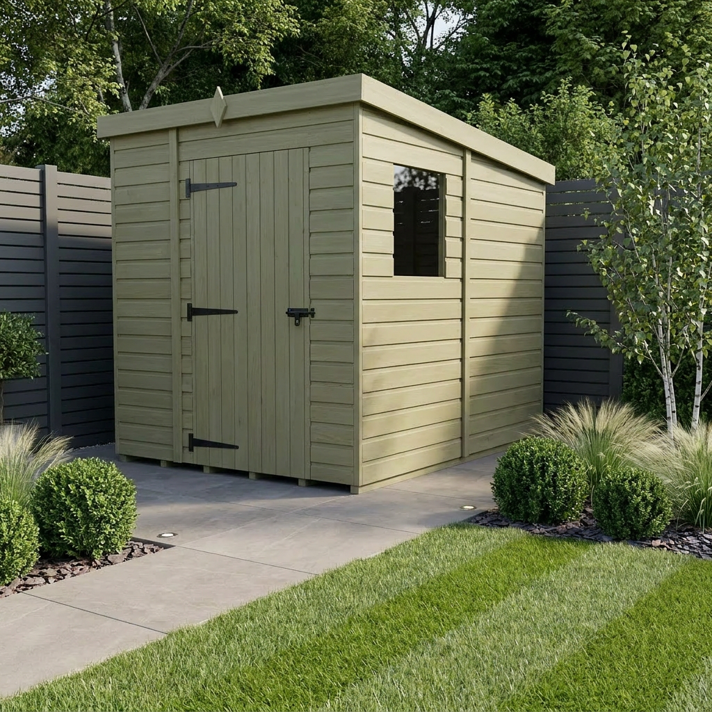 5 x 7 Pent Shed (Single Door, With Windows)
