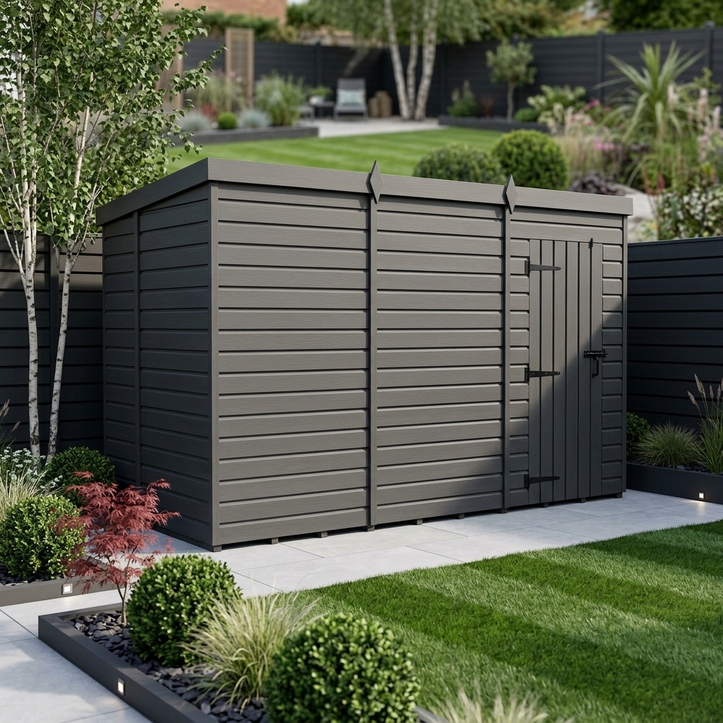 12x6 Pent Composite Shed (Single Door, No Windows)
