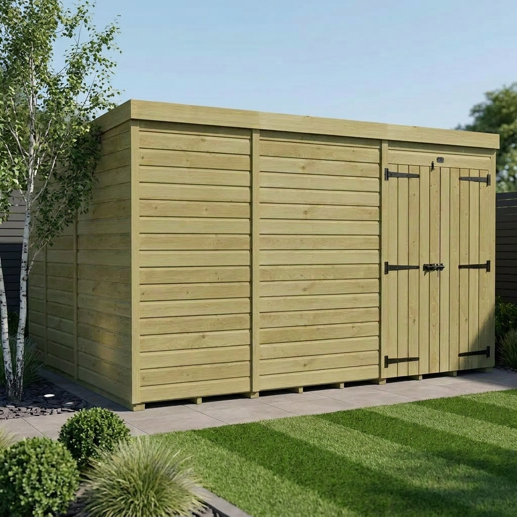 11 x 9 Pent Shed (Double Door, No Windows)