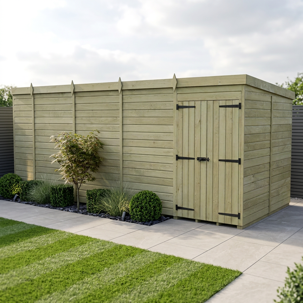 19 x 8 Pent Shed (Double Door, No Windows)