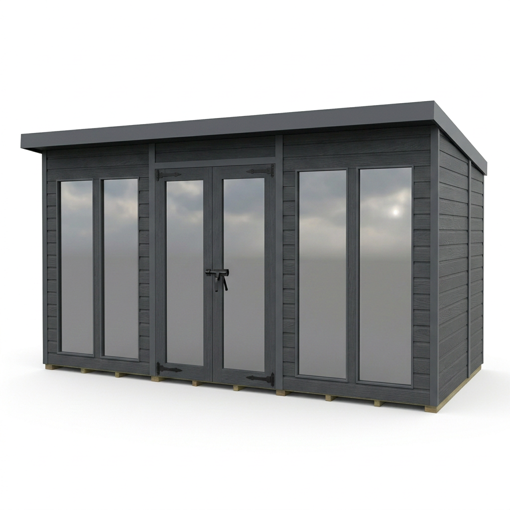 12x9 Composite Pent Full Height Summer House
