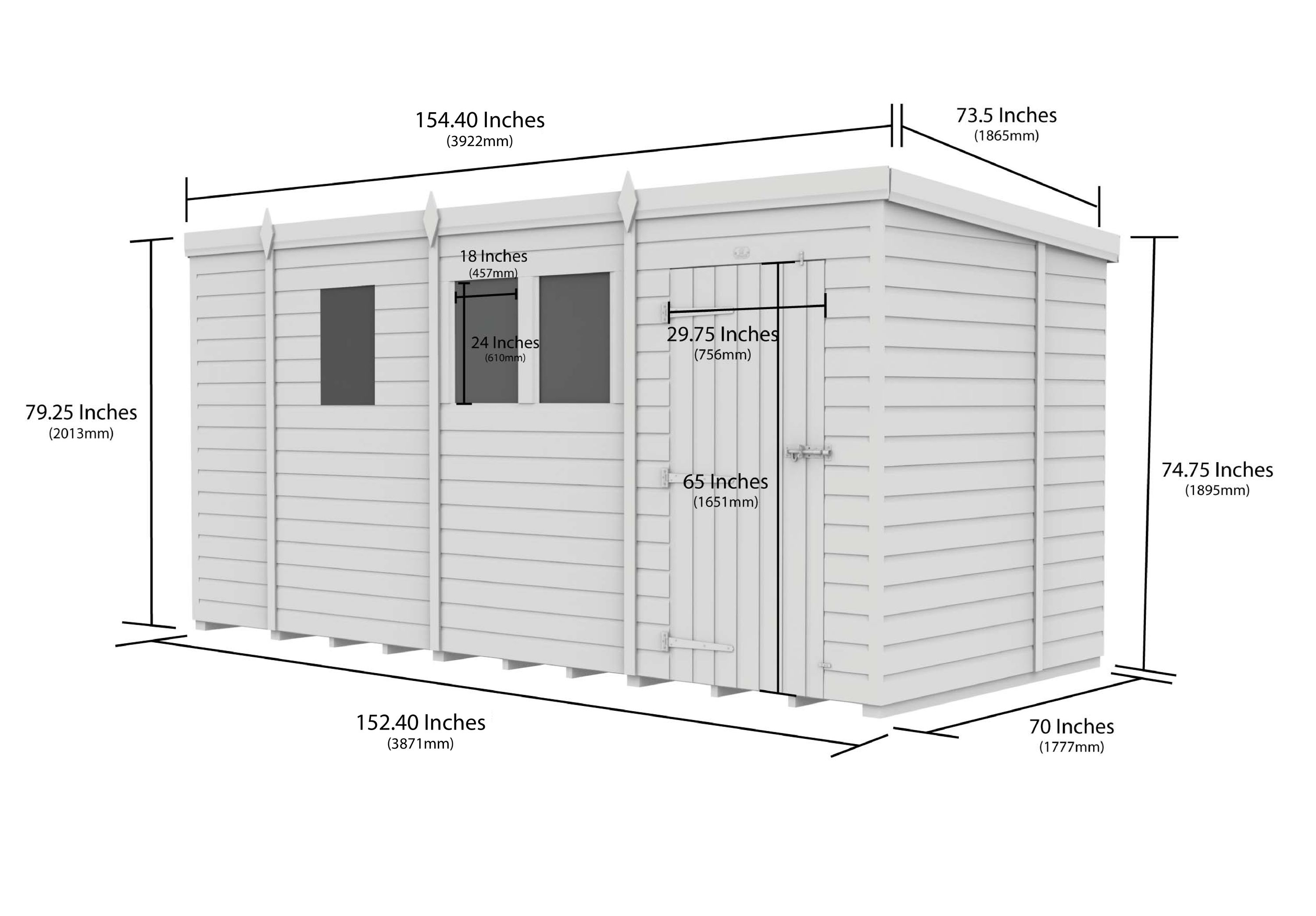 13 x 6  Security Pent Shed