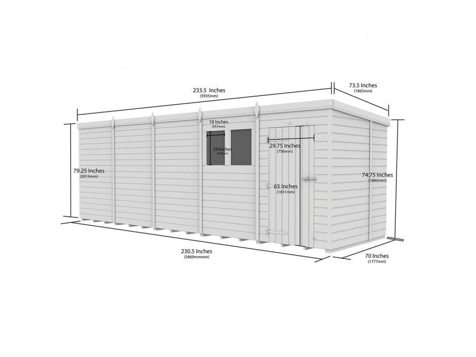 20x6 Pent Composite Shed (Single Door, No Windows)