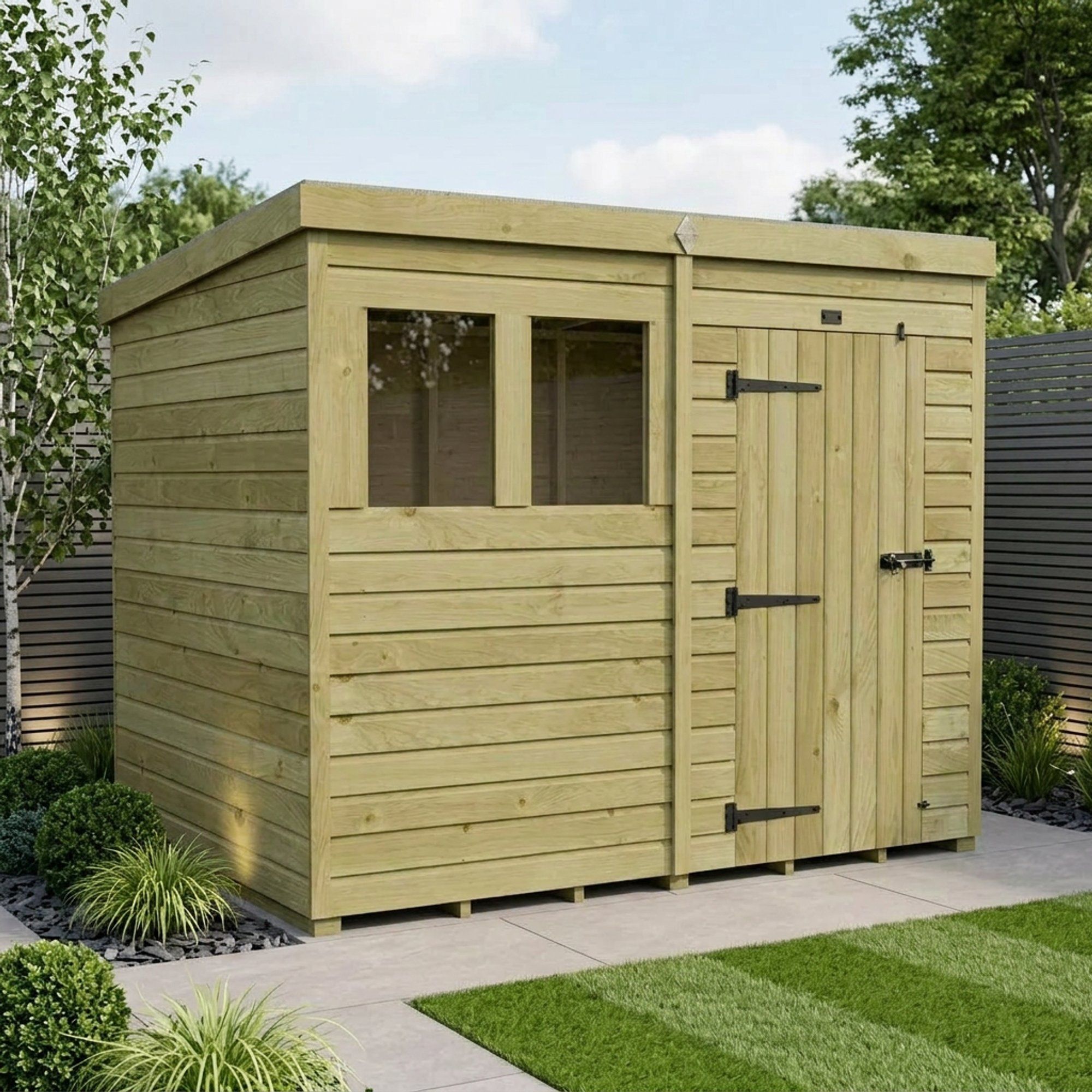 8 x 7 Pent Shed (Single Door, With Windows)