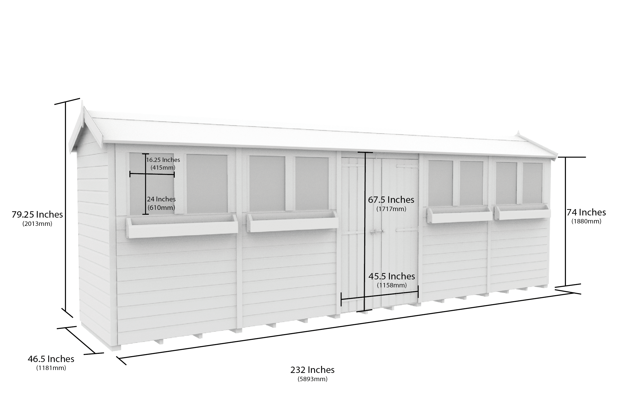 20 x 4 Apex Summer Shed