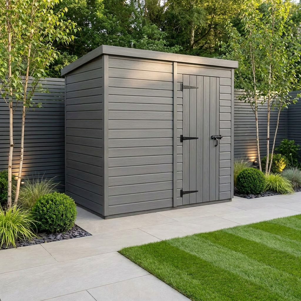 8x4 Pent Composite Shed (Single Door, No Windows)