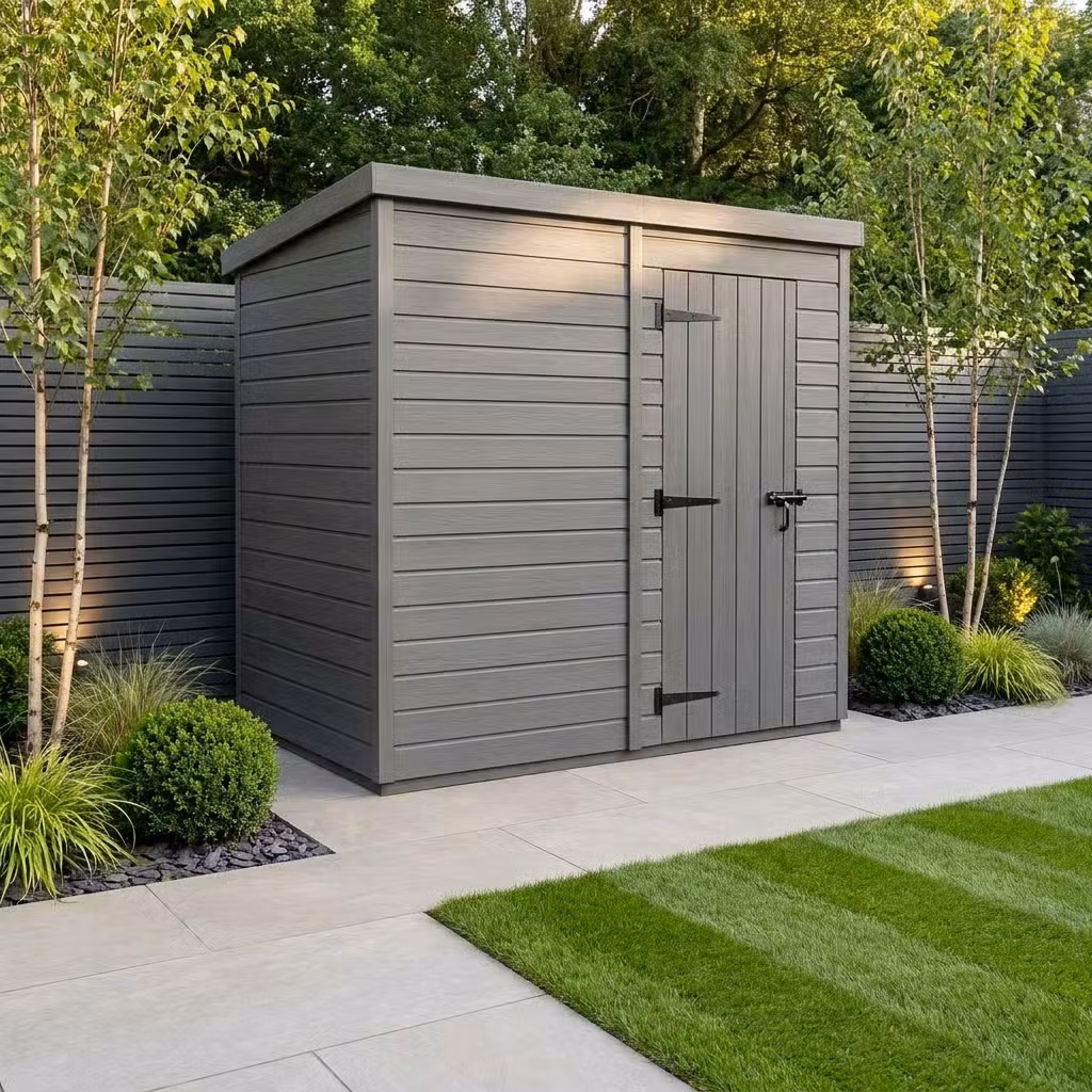 8x4 Pent Composite Shed (Single Door, No Windows)