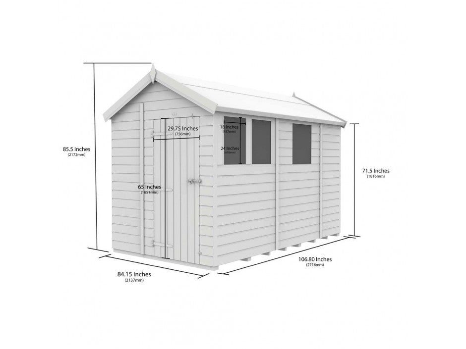 7 x 9 Apex Shed (Single Door, With Windows)