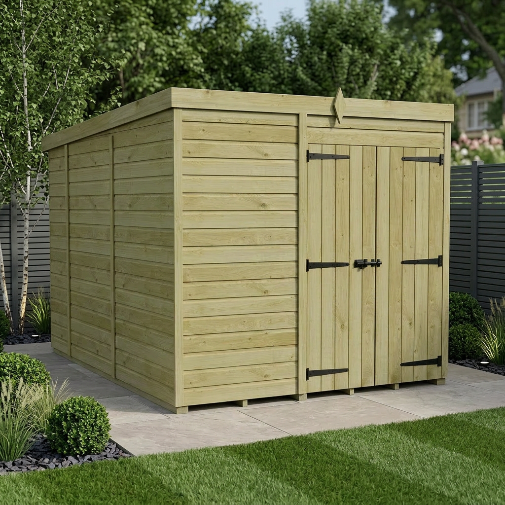 7 x 10 Pent Shed (Double Door, No Windows)