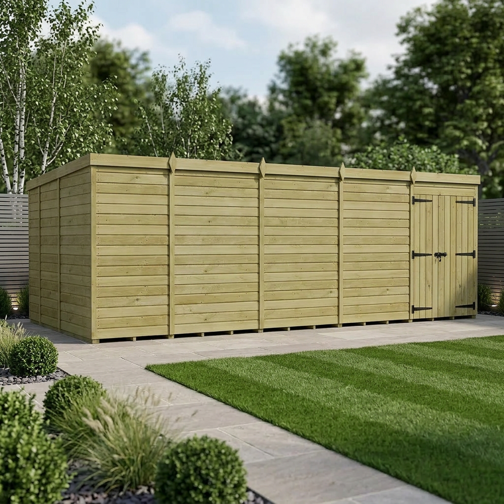 19 x 9 Pent Shed (Double Door, No Windows)