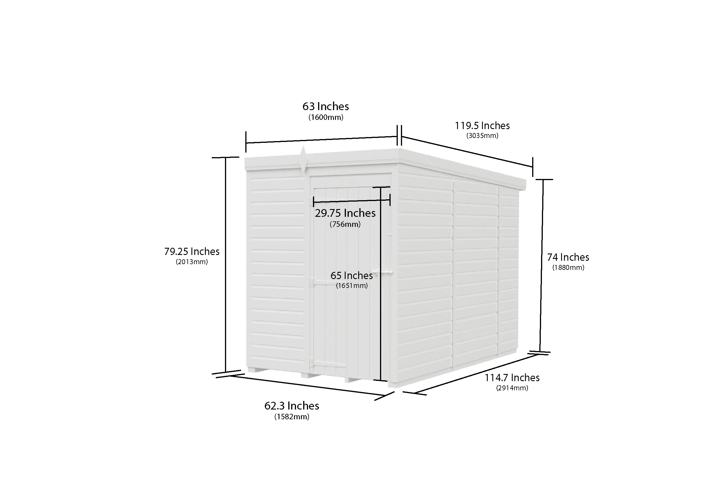 5x10 Pent Composite Shed (Single Door, No Windows)