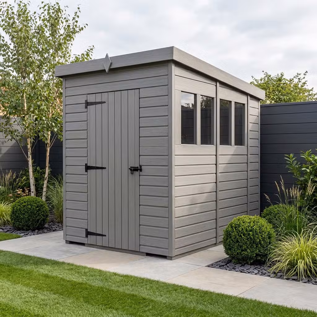 5x10 Pent Composite Shed (Single Door, With Windows)