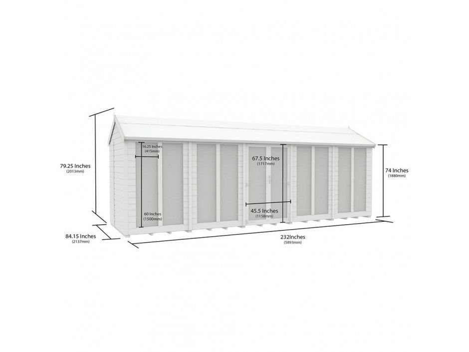 20 x 7 Apex Summer House (Full Height Window)